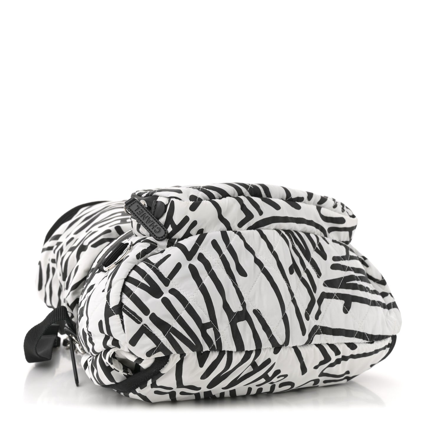 Nylon Printed Quilted Coco Neige Convertible Backpack Black White