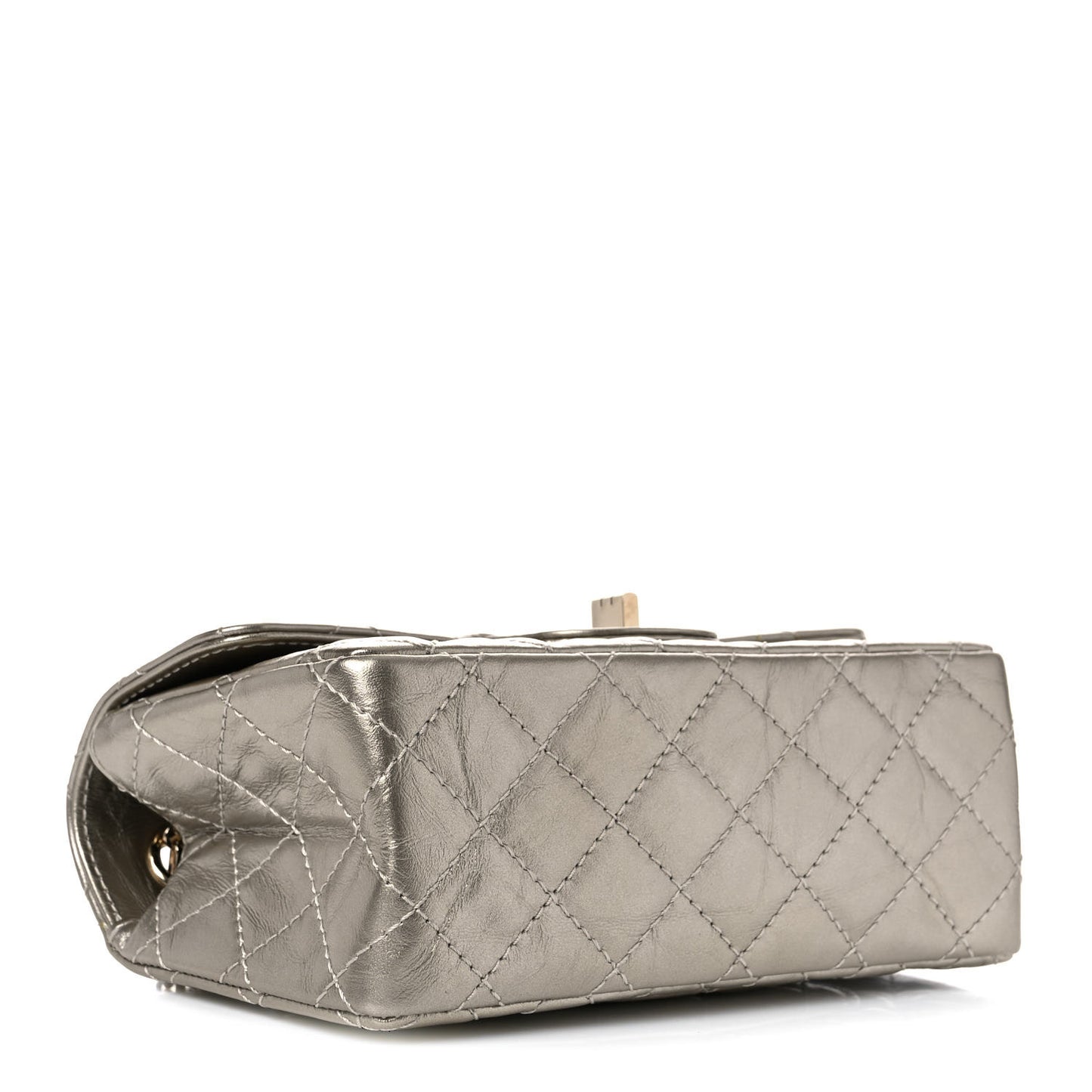Metallic Aged Calfskin Quilted 2.55 Reissue Mini Flap Light Gold