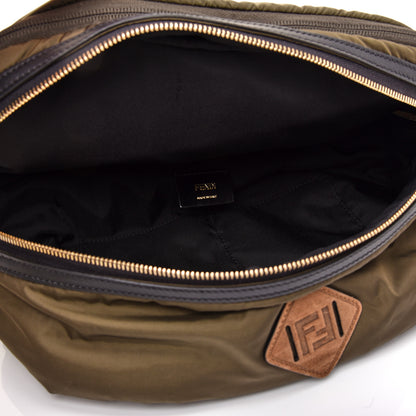 Fendi Nylon Dolmias Vitello Grace FF Convertible Drawstring Backpack Military Brown Tortora 13 of 14