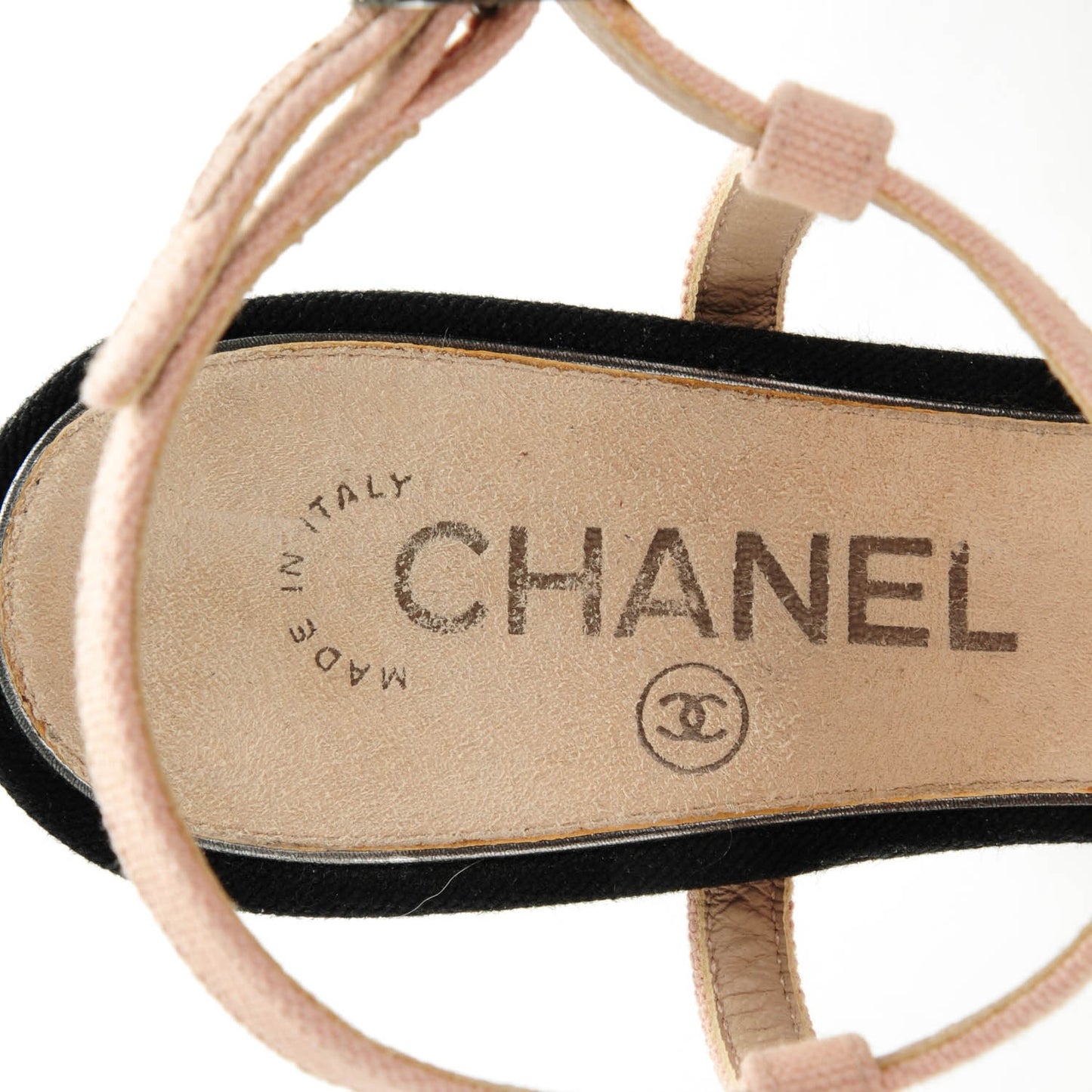 Canvas Camellia Sandals 37.5 Light Pink Black