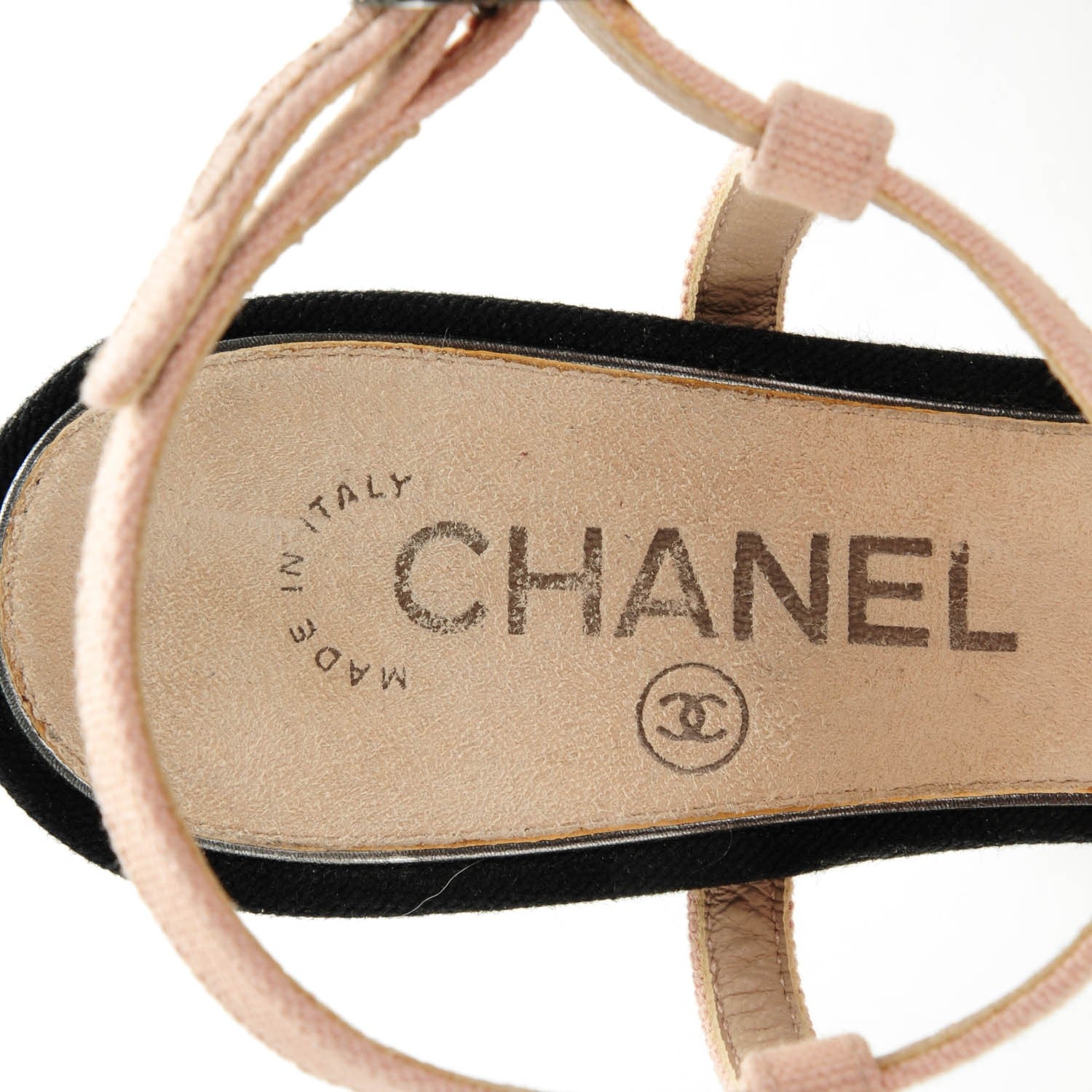 Chanel Canvas Camellia Sandals 37.5 Light Pink Black 7 of 8