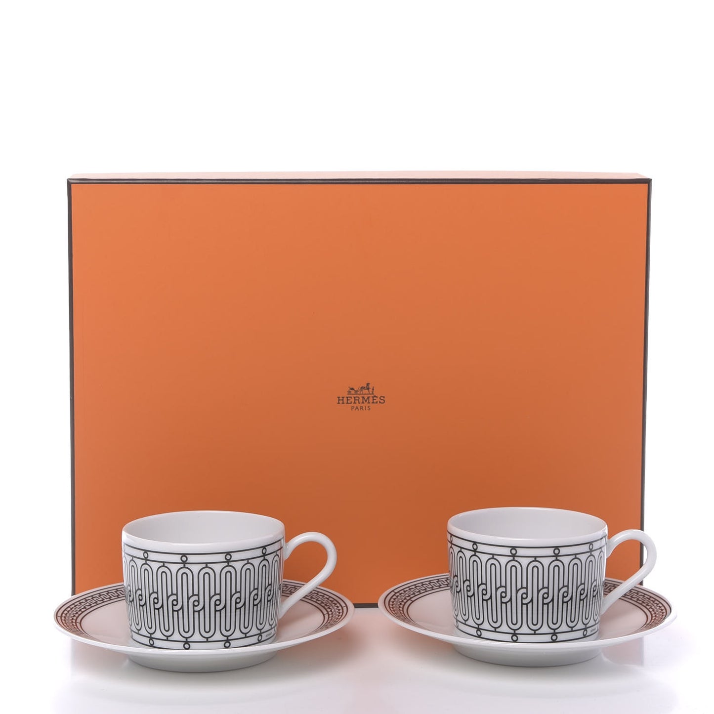 Porcelain H Deco Tea Cup And Saucer Set Of 2