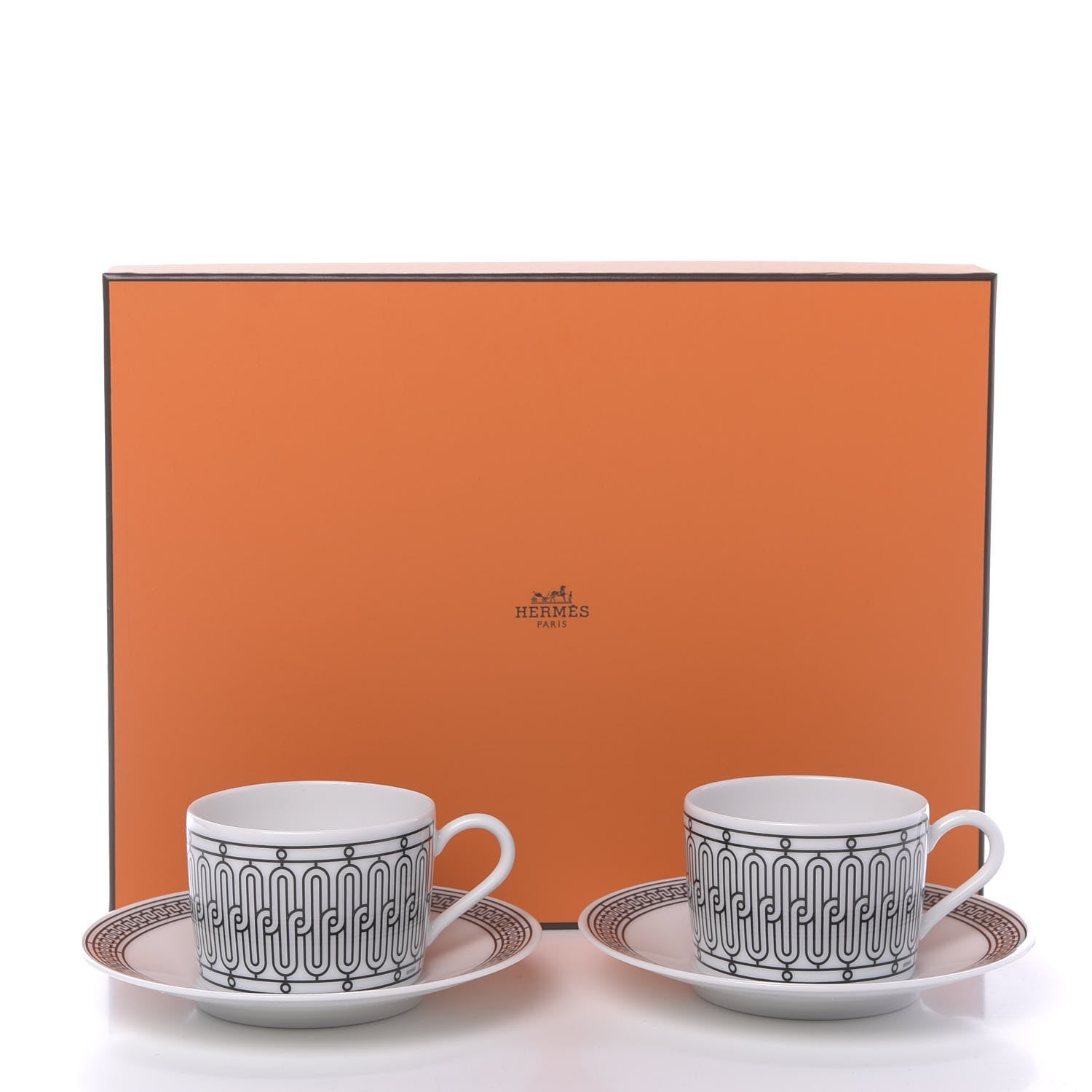 Hermes Porcelain H Deco Tea Cup And Saucer Set Of 2 10 of 10