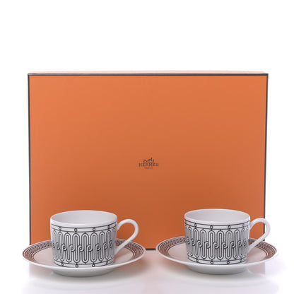 Hermes Porcelain H Deco Tea Cup And Saucer Set Of 2 10 of 10
