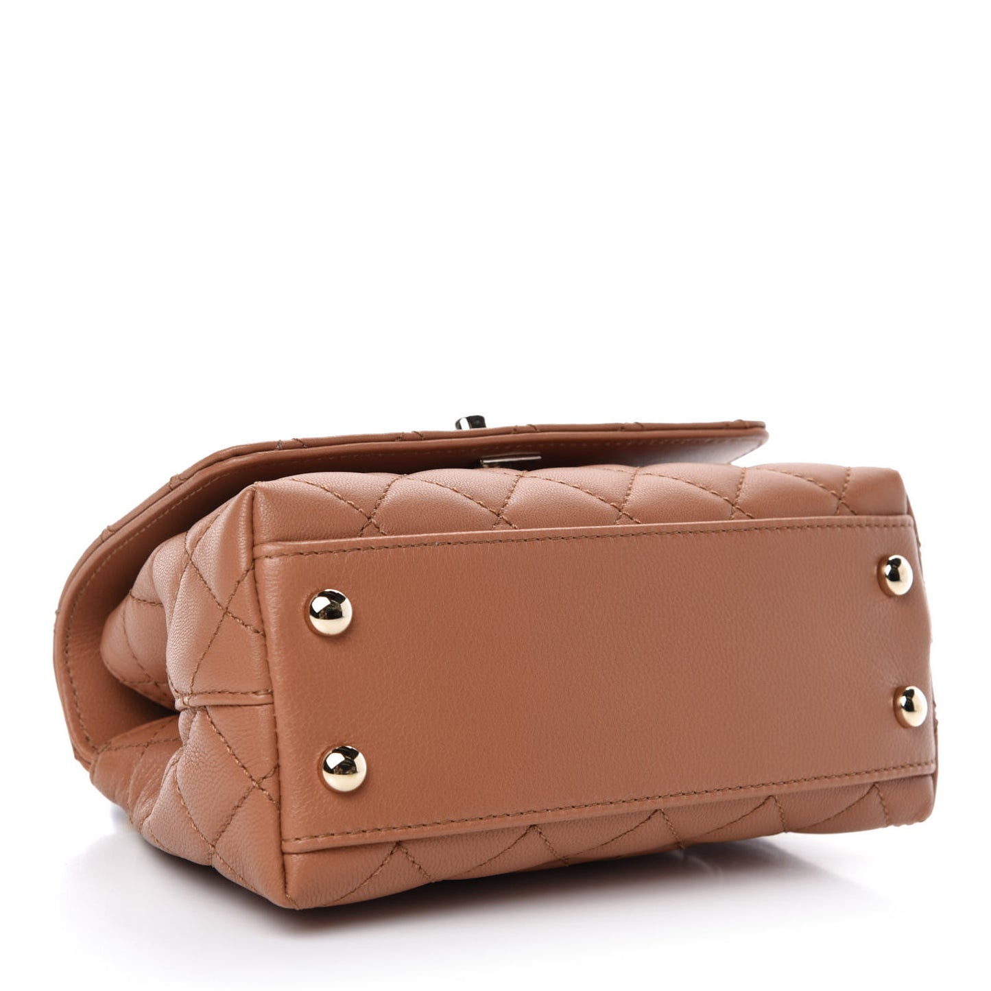 Goatskin Quilted Extra Mini Rainbow Coco Handle Flap Brown