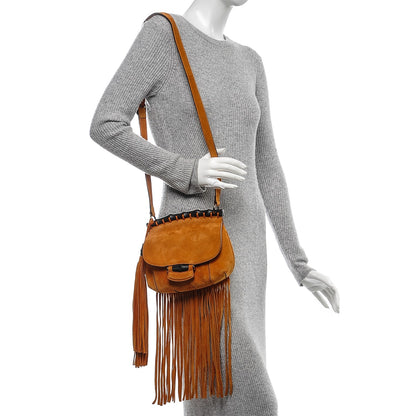 Gucci Suede Small Nouveau Fringe Shoulder Bag Orange 2 of 7
