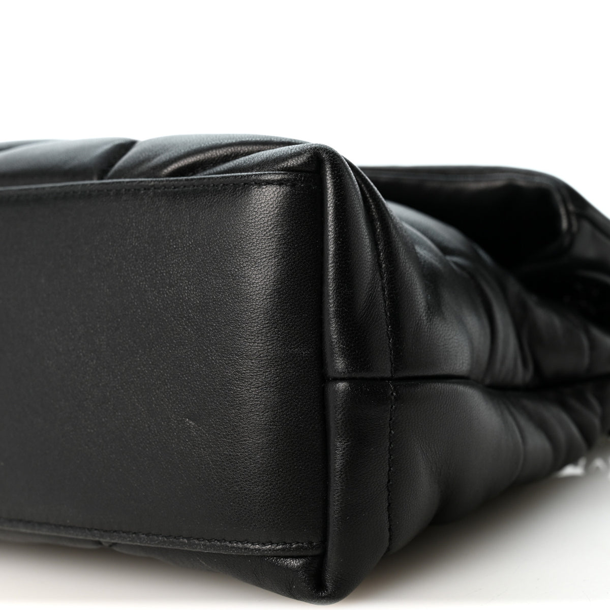 Lambskin Quilted Monogram Monochrome Small Loulou Puffer Chain Satchel Black