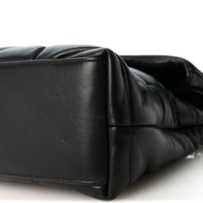 Saint Laurent Lambskin Quilted Monogram Monochrome Small Loulou Puffer Chain Satchel Black 9 of 9