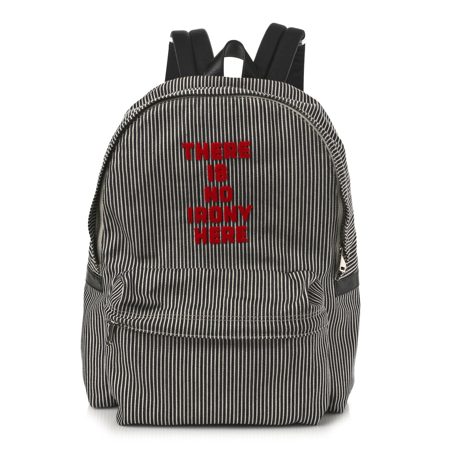 Celine Canvas Striped Medium Backpack Black White 1 of 9