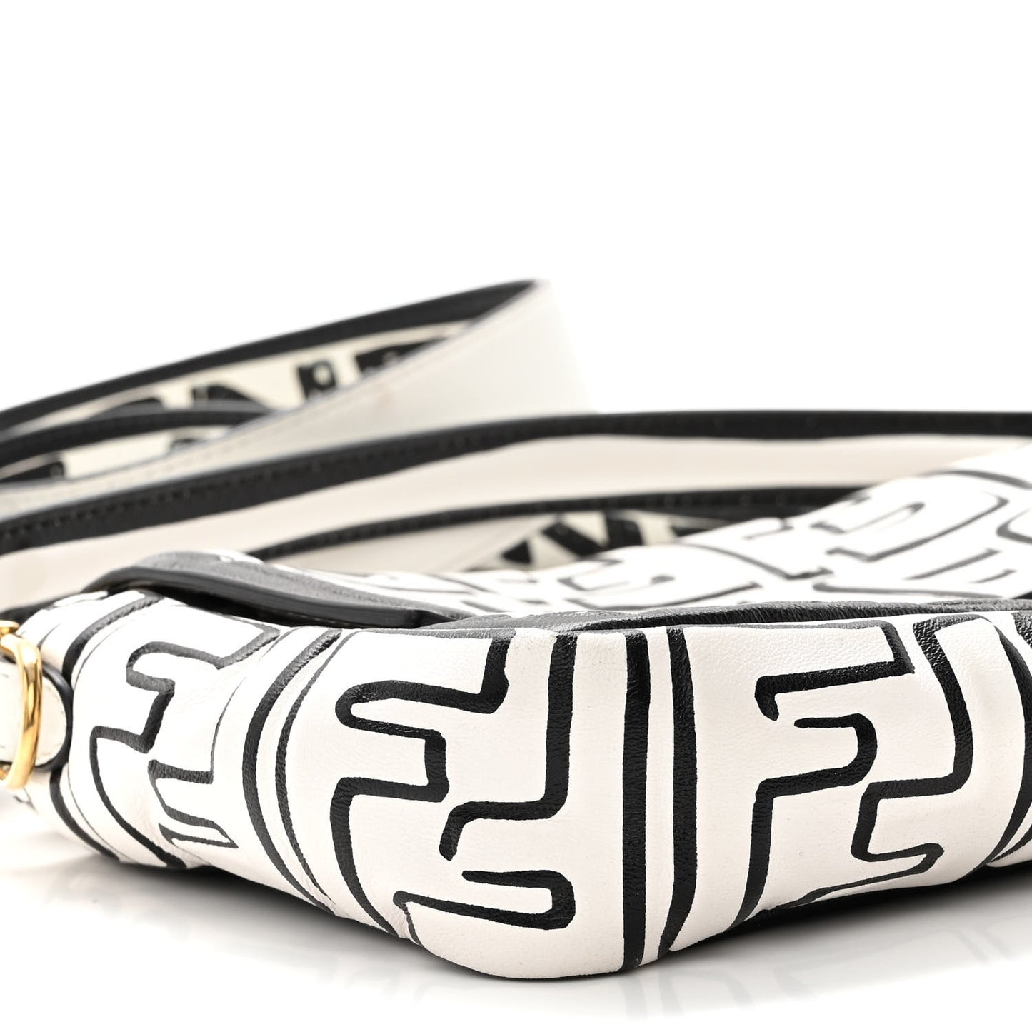 X JOSHUA VIDES Nappa FF Embossed Baguette White Black