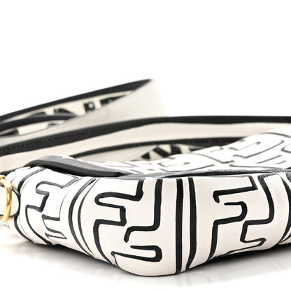 Fendi X JOSHUA VIDES Nappa FF Embossed Baguette White Black 9 of 10