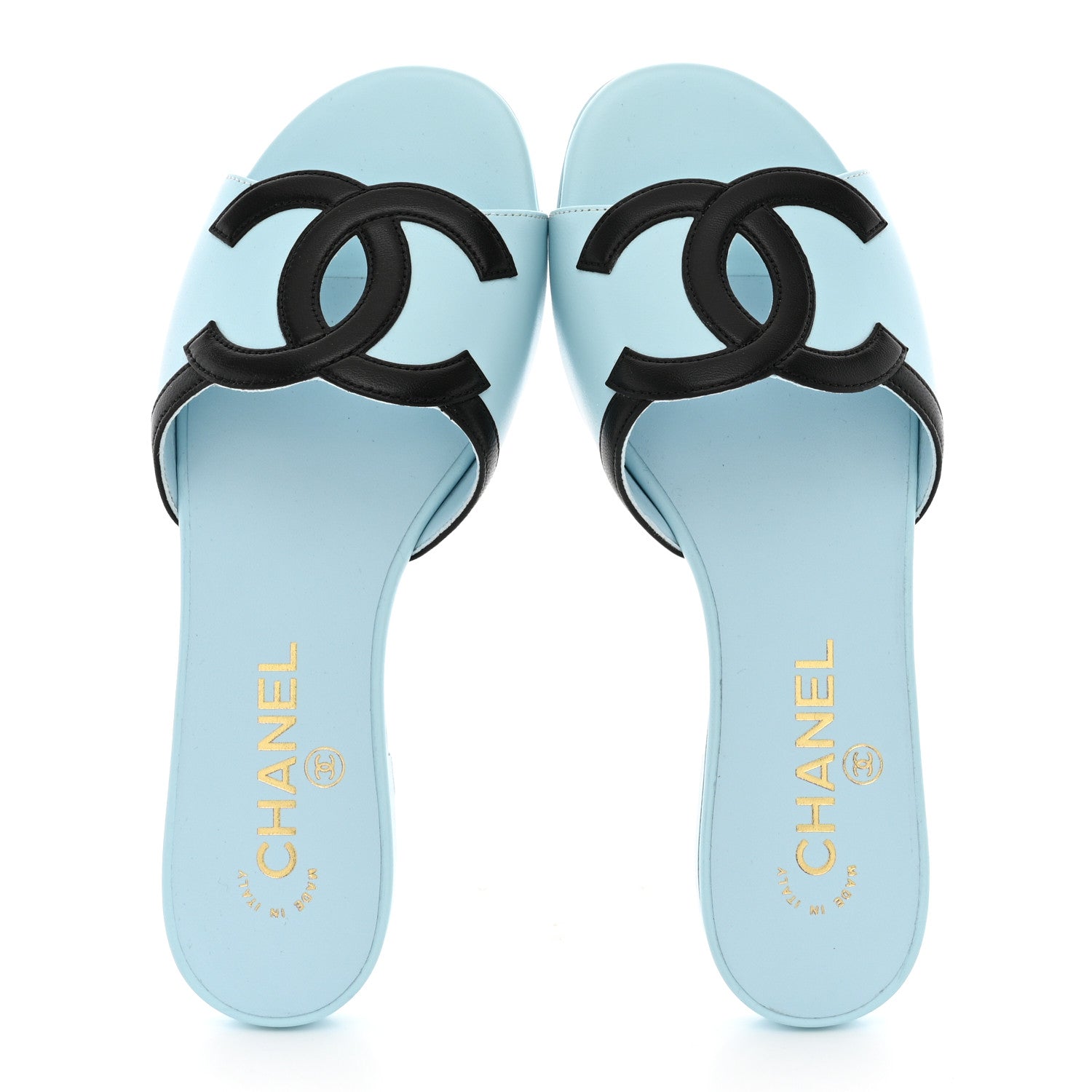 Chanel Lambskin CC Cutout Mules 36 Blue Black 36 Blue Black 2 of 12