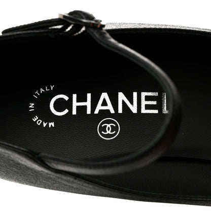 Chanel Lambskin Patent Cap Toe Mary Jane Platform Pumps 38.5 Black 6 of 9