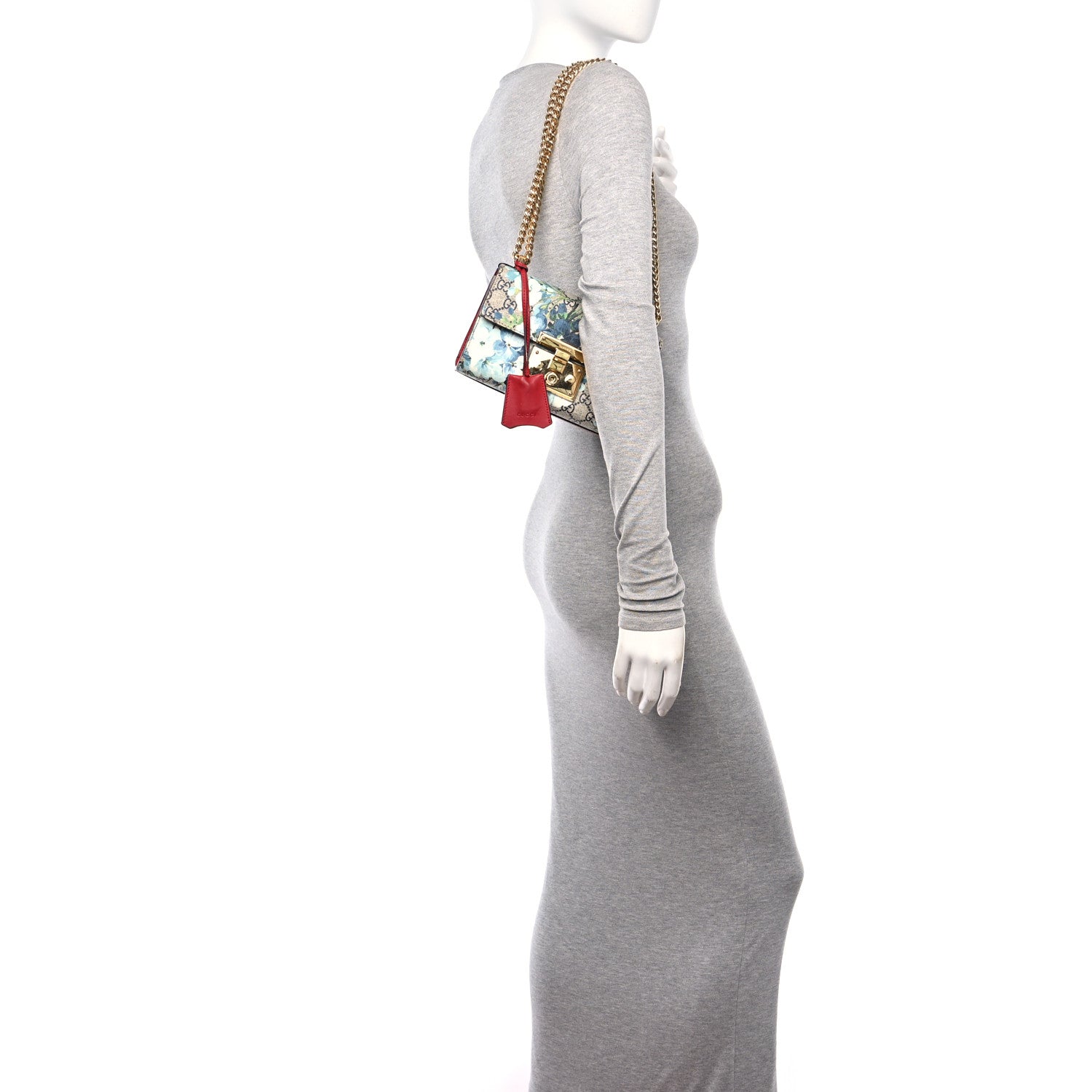 Gucci GG Supreme Monogram Blooms Small Padlock Shoulder Bag Beige Blue Navy Hibiscus Red 2 of 10
