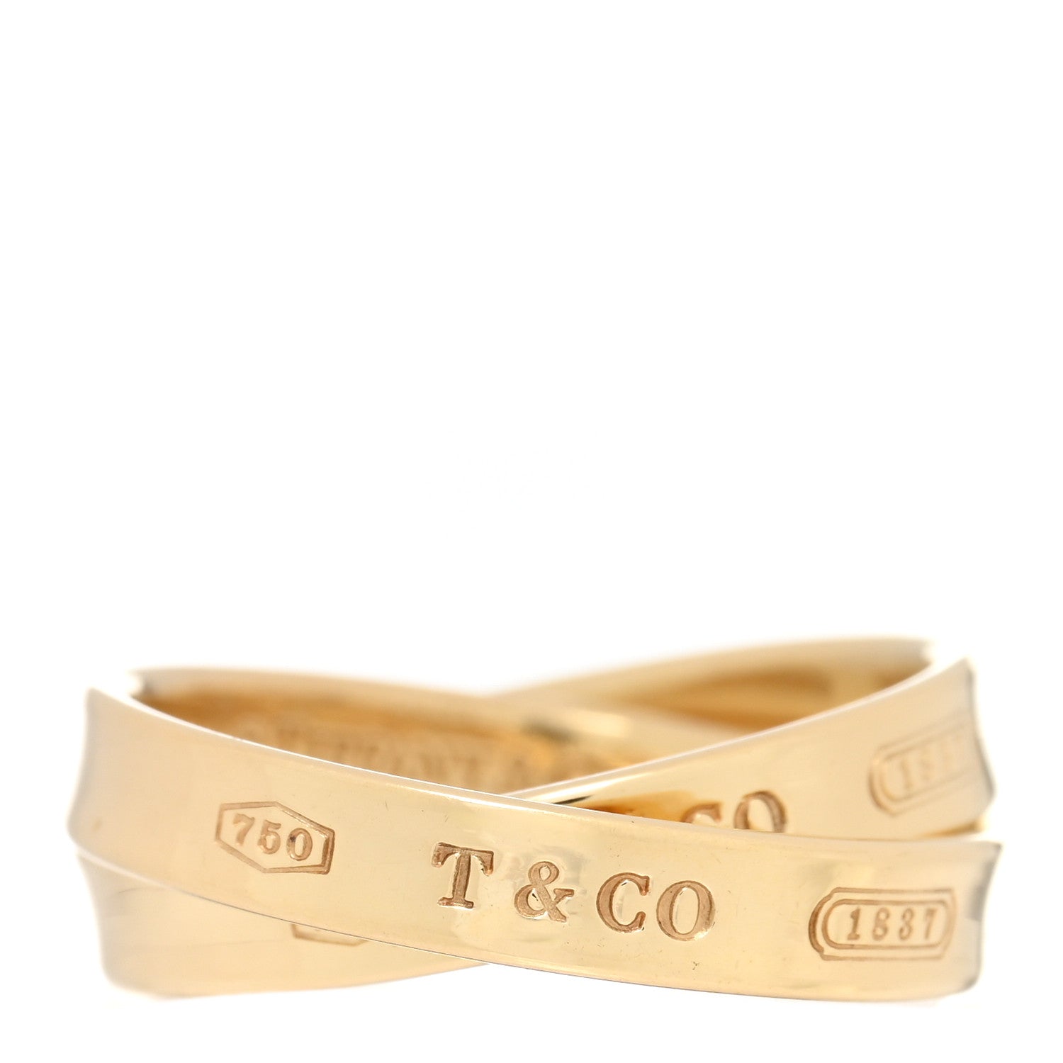 Tiffany 18K Yellow Gold 1837 Interlocking Circles Ring 54 7 1 of 4