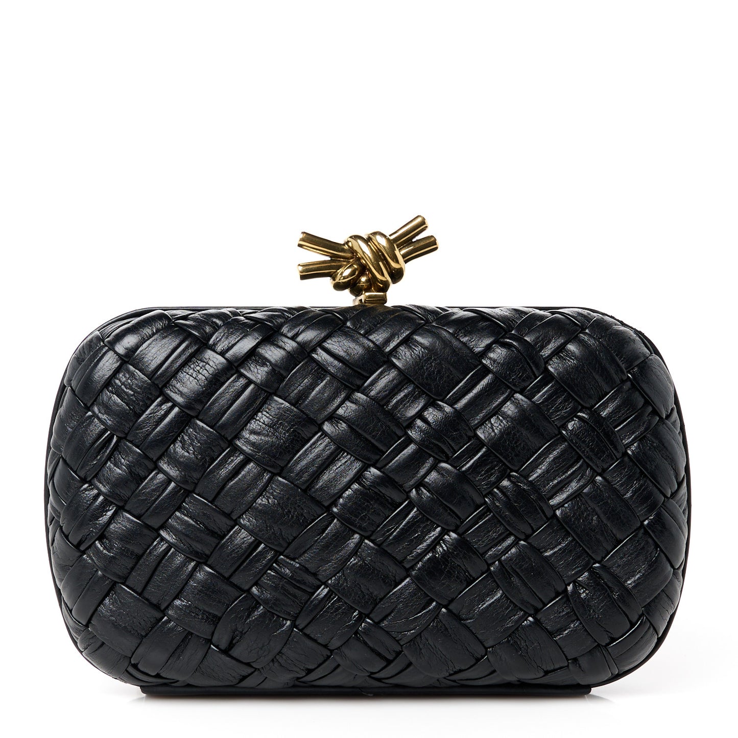 Foulard Intrecciato Minaudiere Knot Clutch Black