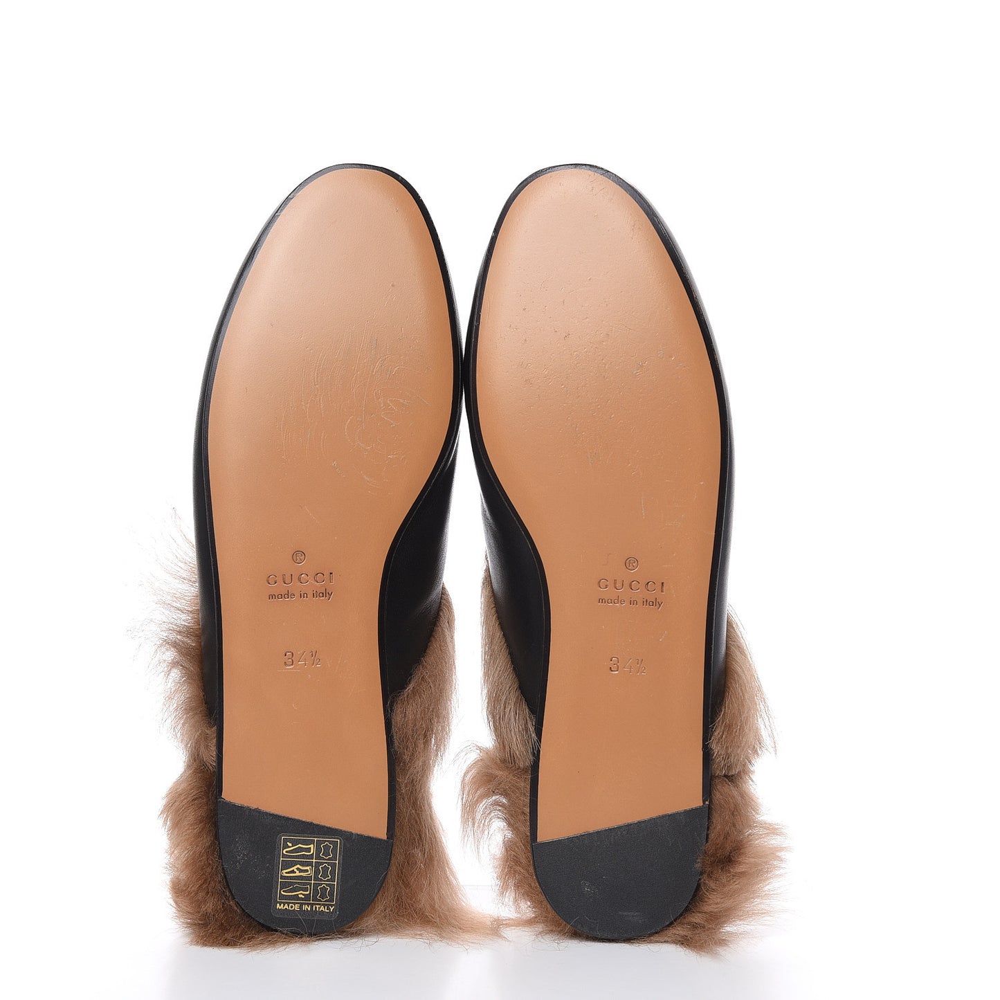 Calfskin Fur Tiger Embroidered Womens Princetown Slippers 34.5 Black