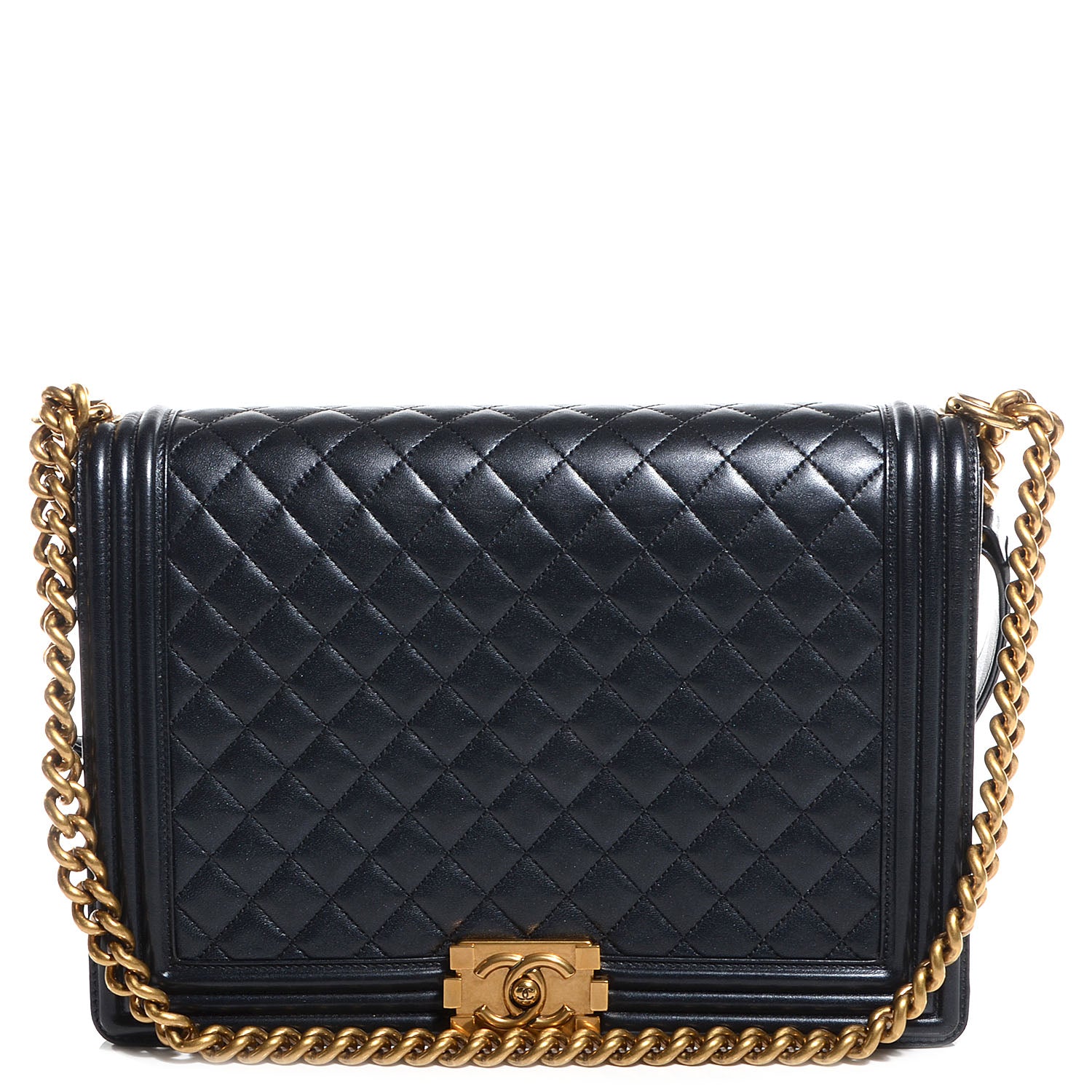 Chanel Metallic Calfskin Quilted Large Boy Flap Black 1 of 10