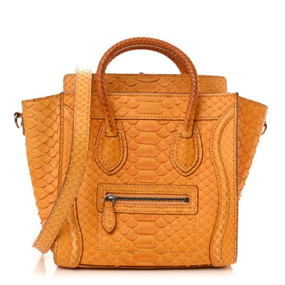 Celine Snakeskin Calfskin Nano Luggage Yellow 1 of 21