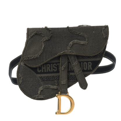 Christian Dior Canvas Embroidered Camouflage Saddle Belt Bag Green 1 of 4