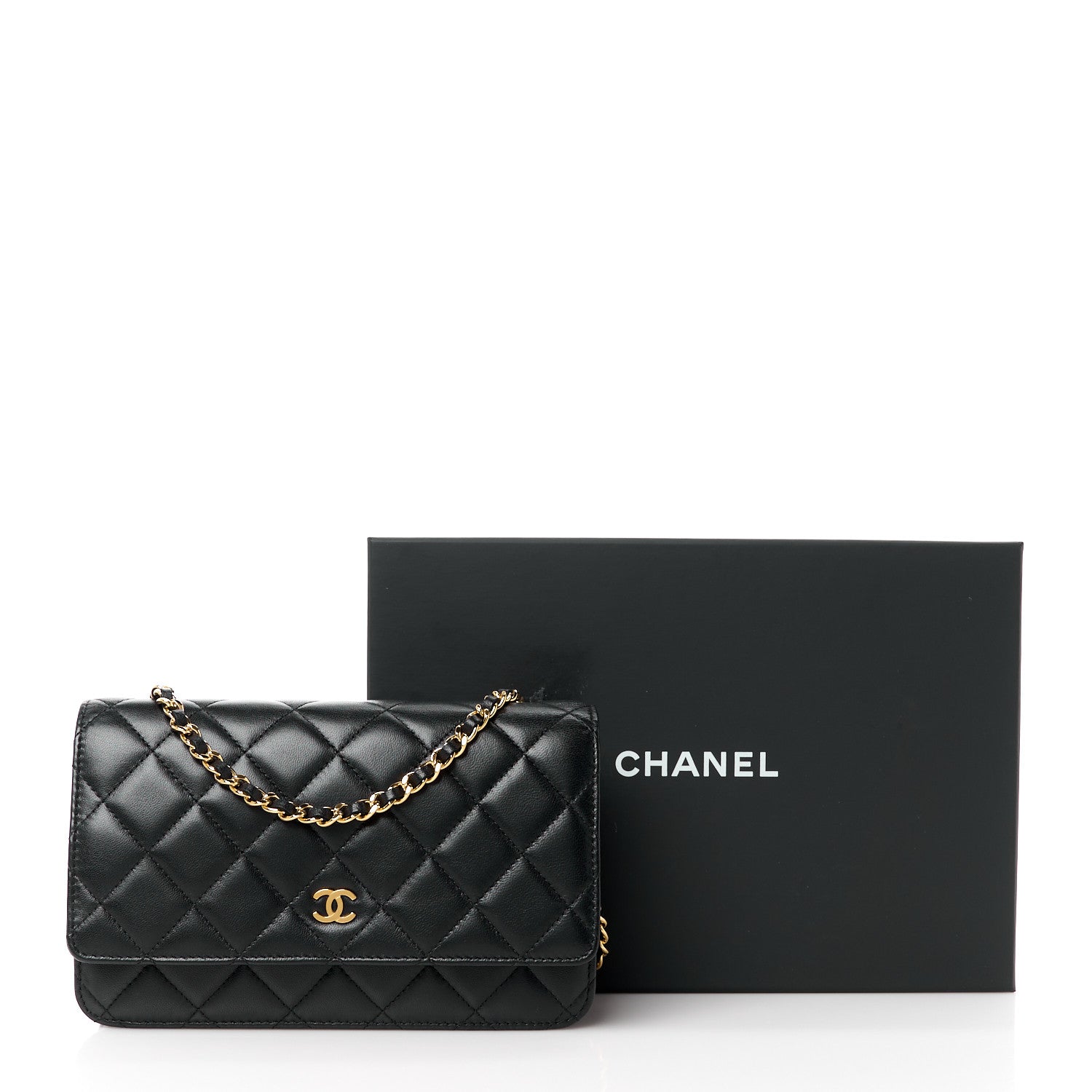 Chanel Lambskin Quilted Wallet On Chain WOC Black 13 of 13