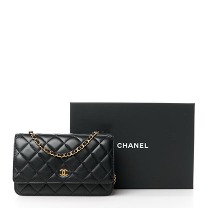 Chanel Lambskin Quilted Wallet On Chain WOC Black 13 of 13