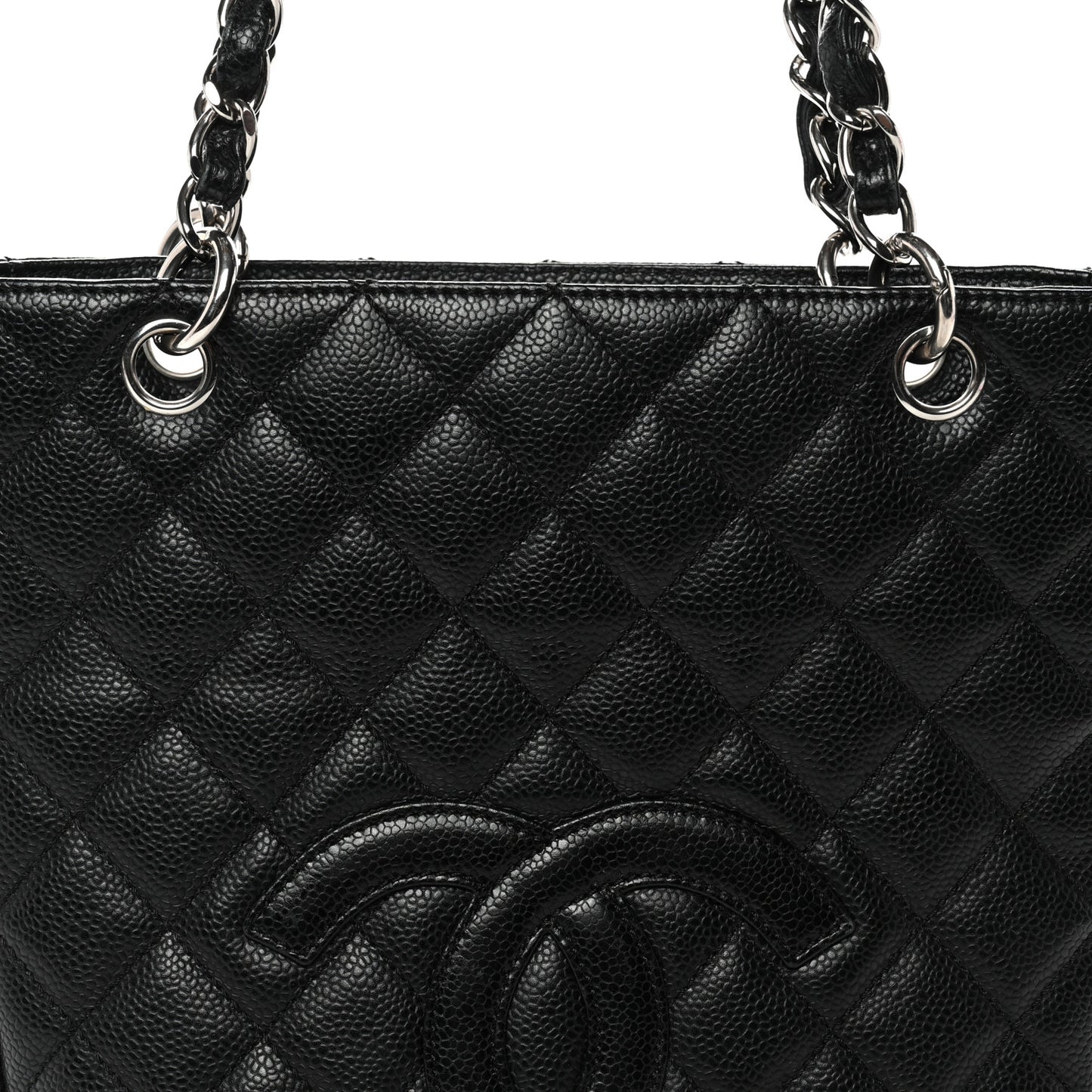 Caviar Quilted Petit Shopping Tote PST Black