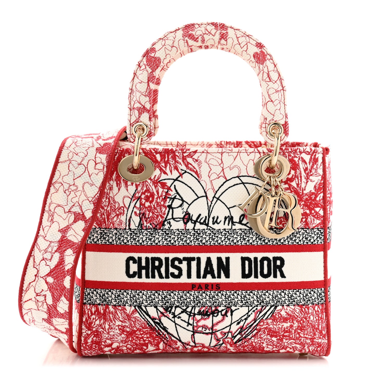 Canvas Embroidered Medium Dioramour D-Royaume Lady D-Lite Red Multicolor