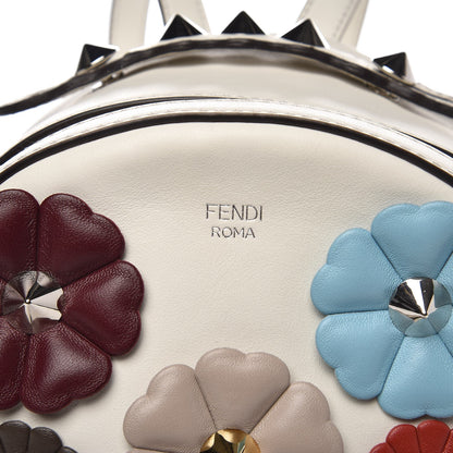 Fendi Vitello Century Nappa Flowerland Studded Mini Backpack White Ice Multicolor 9 of 9
