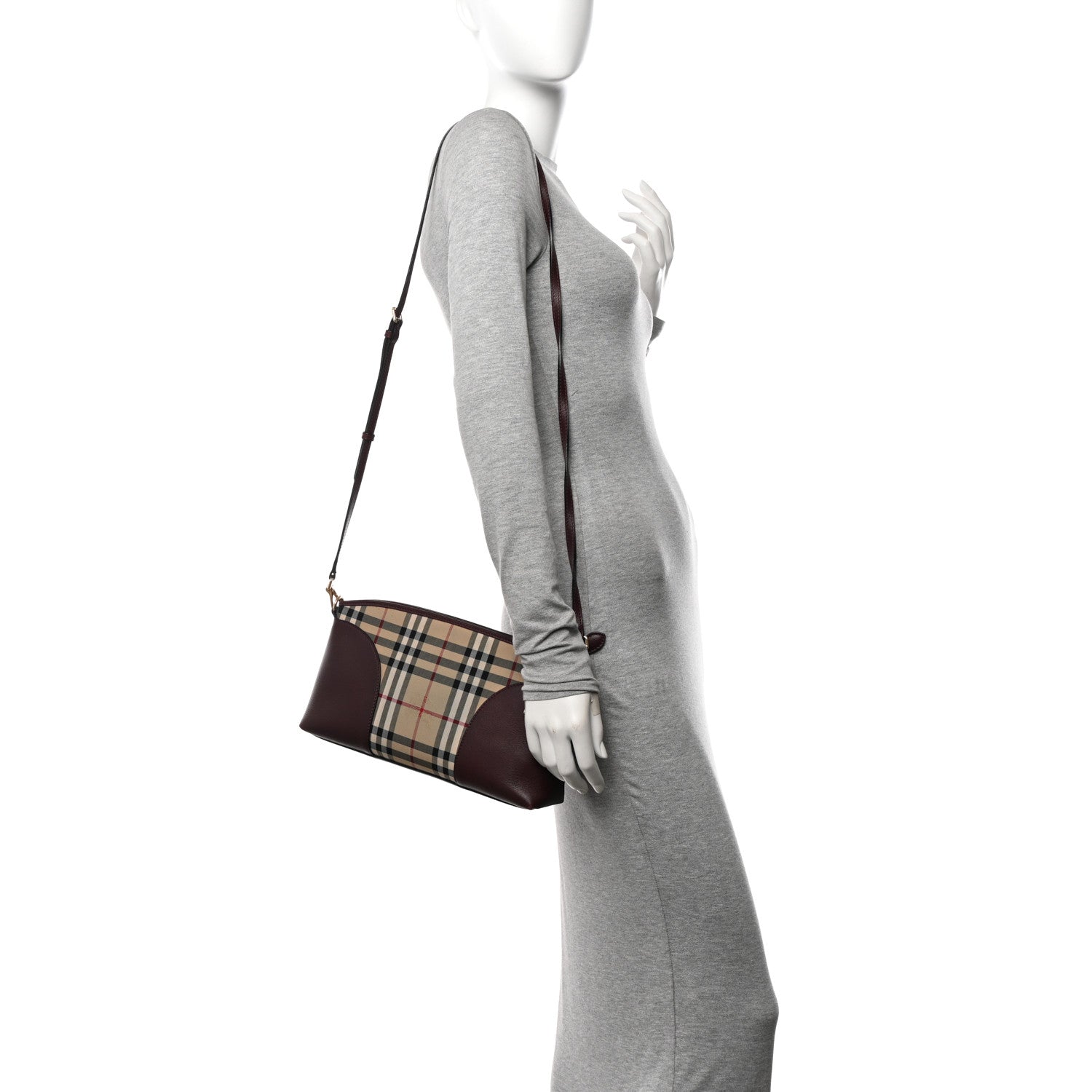 Burberry Horseferry Check Small Chichester Crossbody Clutch Bag Burgundy 2 of 10
