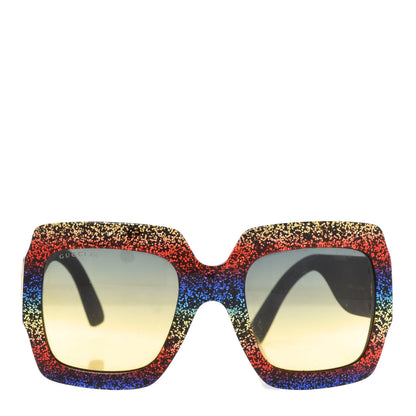Gucci Square Frame GG0102S Sunglasses Glitter Gold Multi 2 of 8