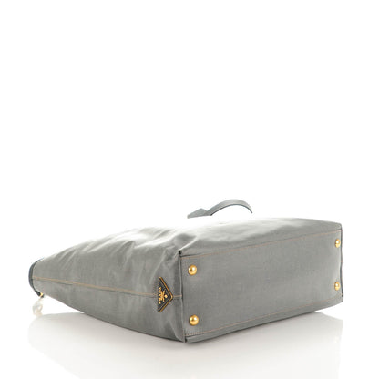 Prada Coated Jacquard Logo Tote Blue 4 of 8