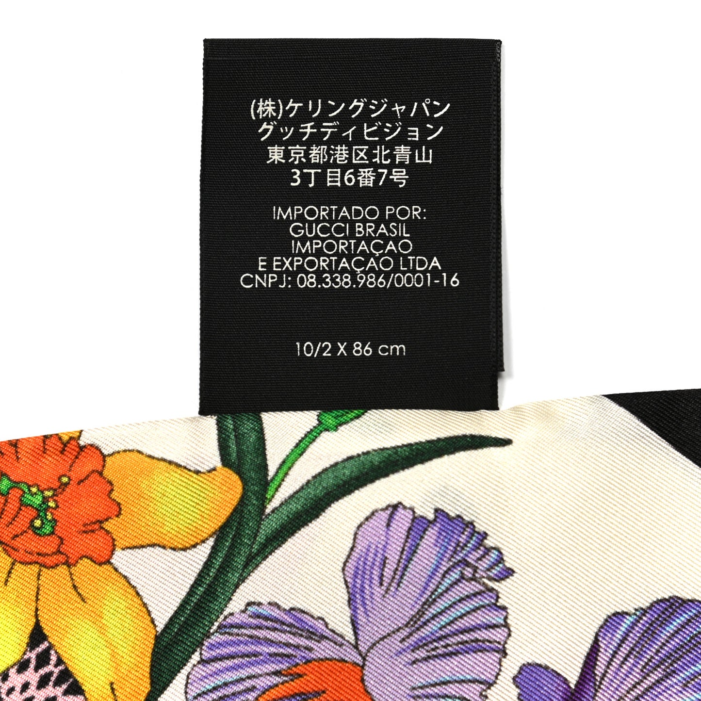 Silk Twill Flora Snake Neck Bow Scarf Ivory Black