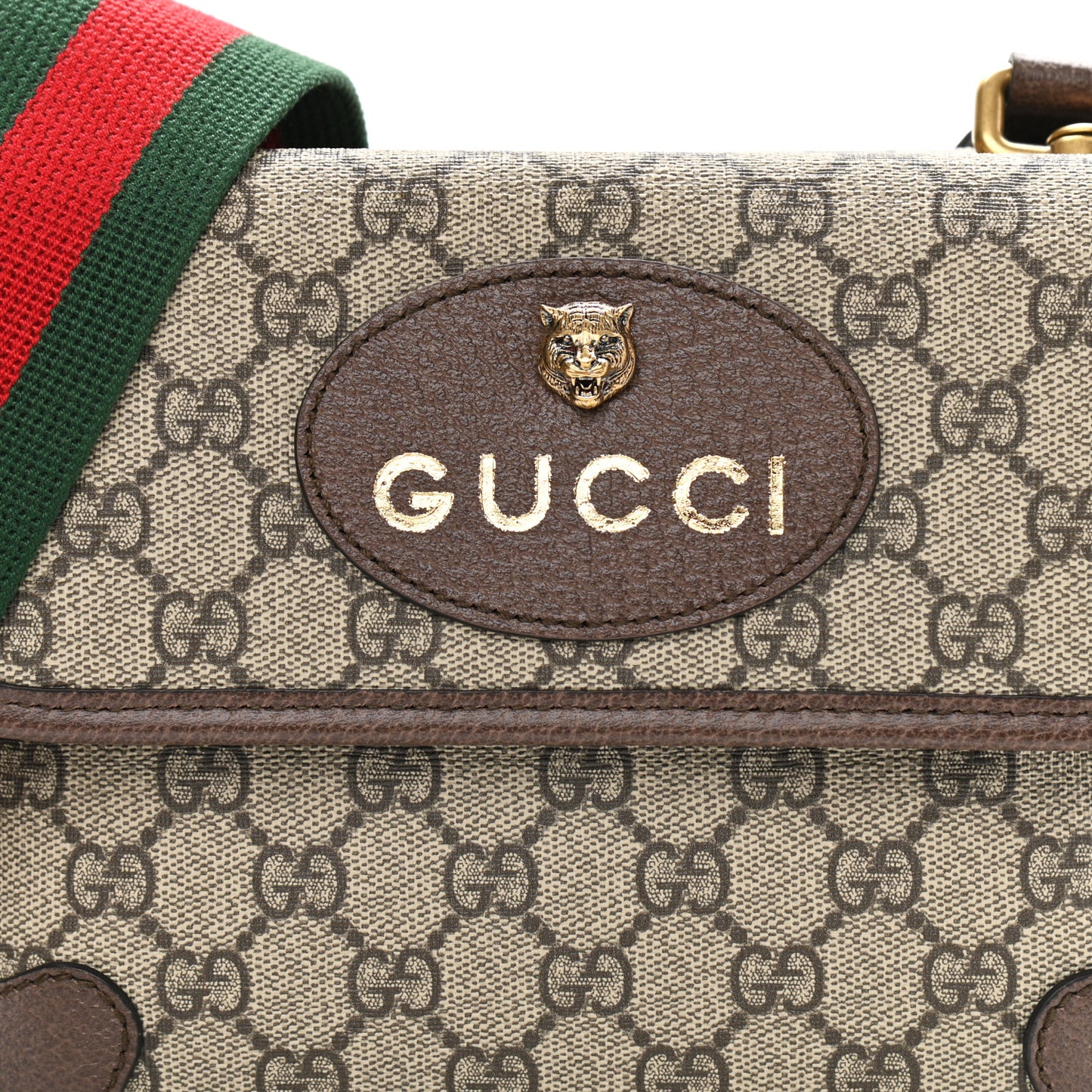 GG Supreme Monogram Web Small Neo Vintage Double Flap Messenger Bag Beige New Acero