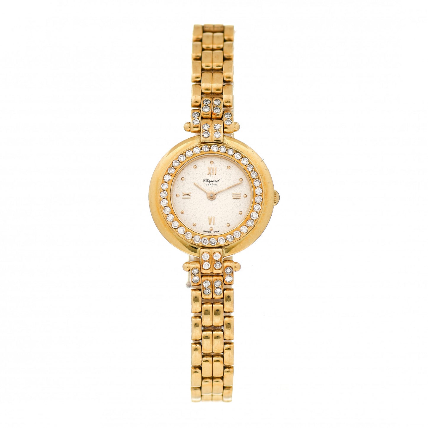 18K Yellow Gold Diamond Bezel 22mm Quartz Watch