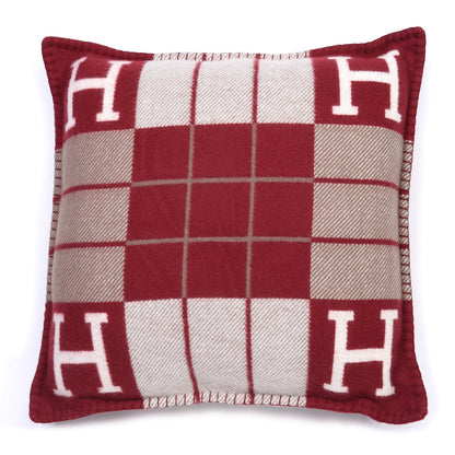 Hermes Wool Cashmere Avalon III Pillow PM Ecru Rouge 1 of 3