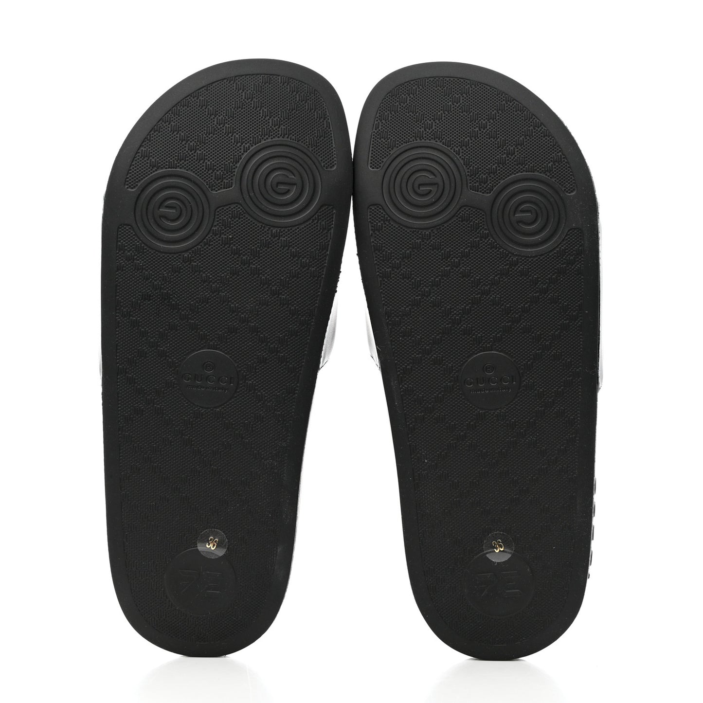 Nappa Miro Soft Calfskin Womens Interlocking G Slide Sandals 36 Black White