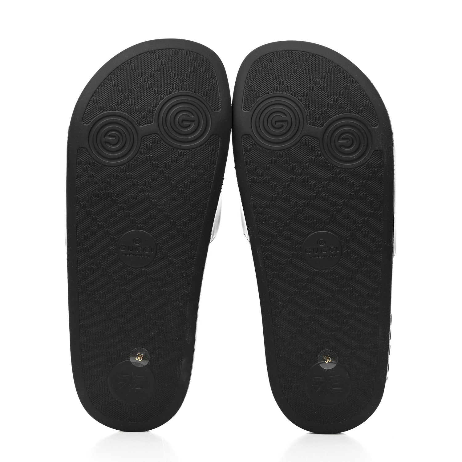 Gucci Nappa Miro Soft Calfskin Womens Interlocking G Slide Sandals 36 Black White 5 of 8