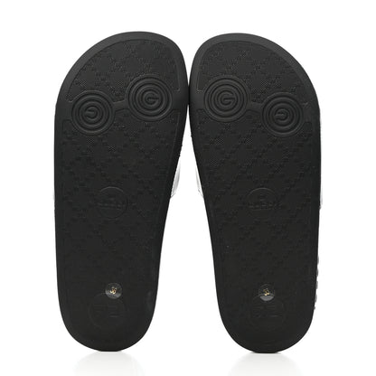 Gucci Nappa Miro Soft Calfskin Womens Interlocking G Slide Sandals 36 Black White 5 of 8