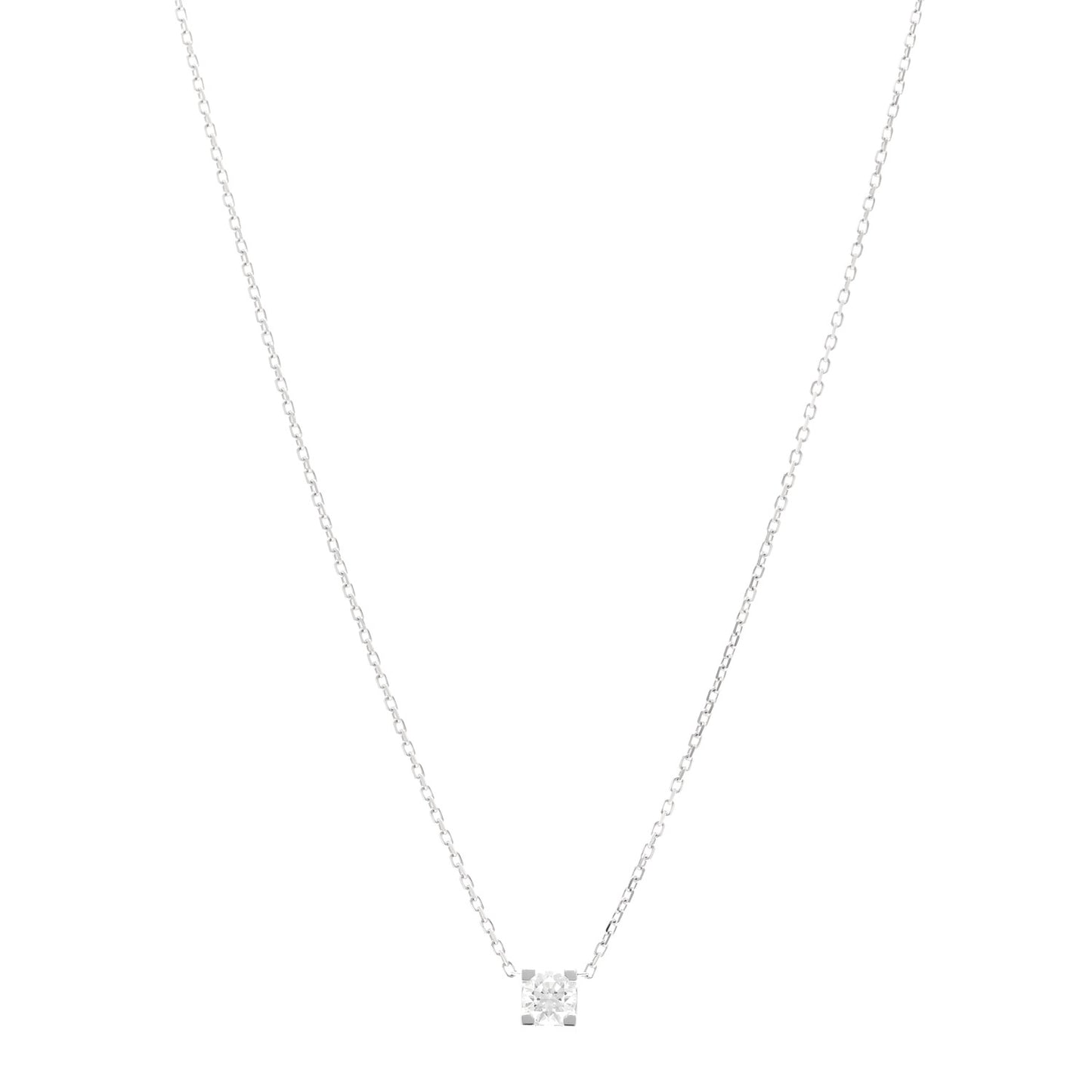 18K White Gold Diamond .30ct C De Cartier Pendant Necklace