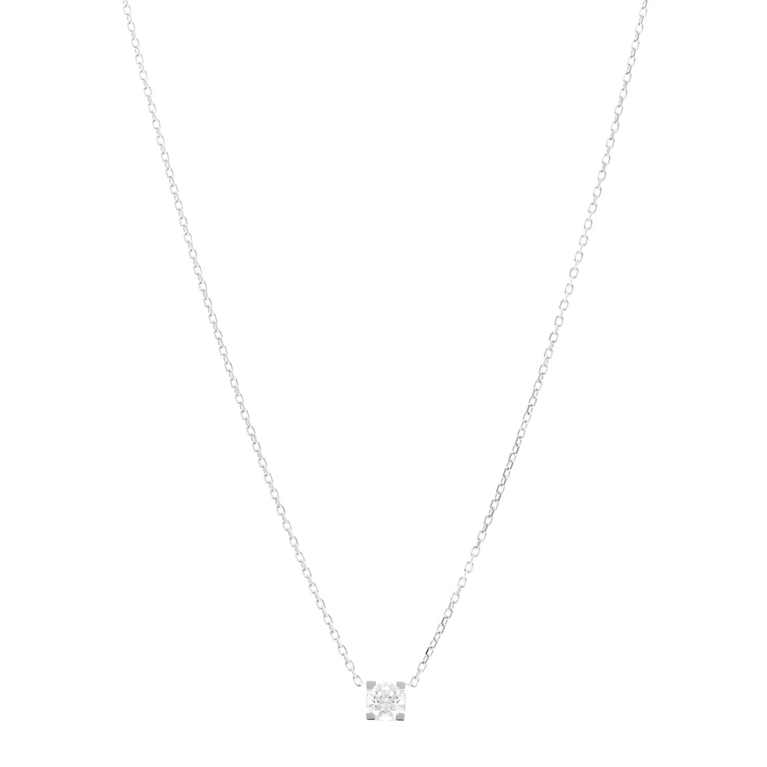 Cartier 18K White Gold Diamond .30ct C De Cartier Pendant Necklace 1 of 5