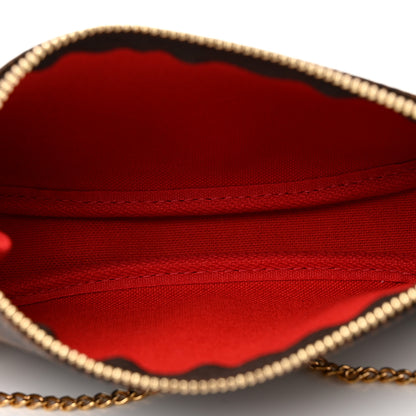Louis Vuitton Damier Ebene 2019 Christmas Animation Mini Pochette Accessories Red 6 of 7