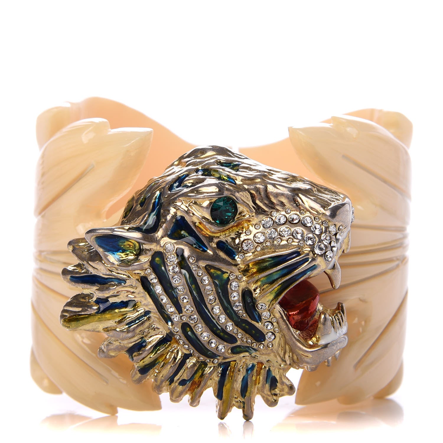 Gucci Metal Resin Rajah Leaf Bracelet White 1 of 5