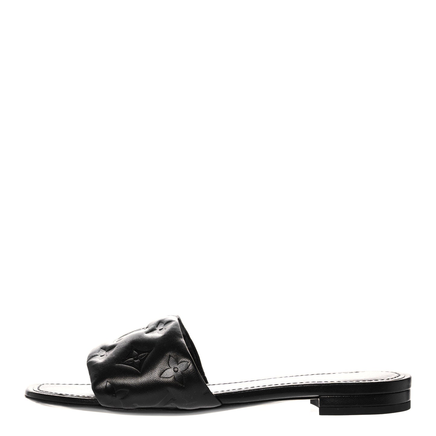 Lambskin Embossed Monogram Revival Flat Mules 36.5 Black