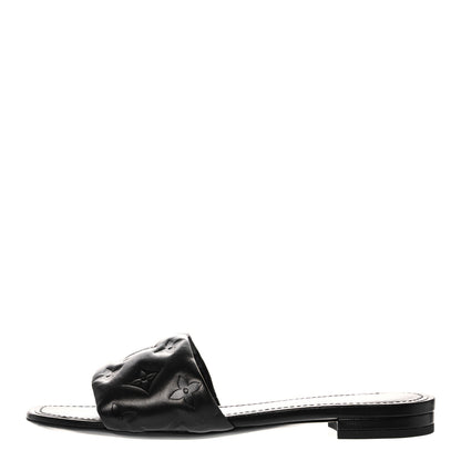 Louis Vuitton Lambskin Embossed Monogram Revival Flat Mules 36.5 Black 1 of 9