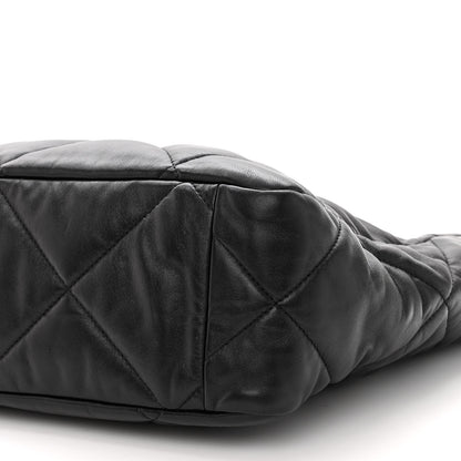 Chanel Lambskin Quilted Chanel 19 East West Shopping Bag Black 10 of 10
