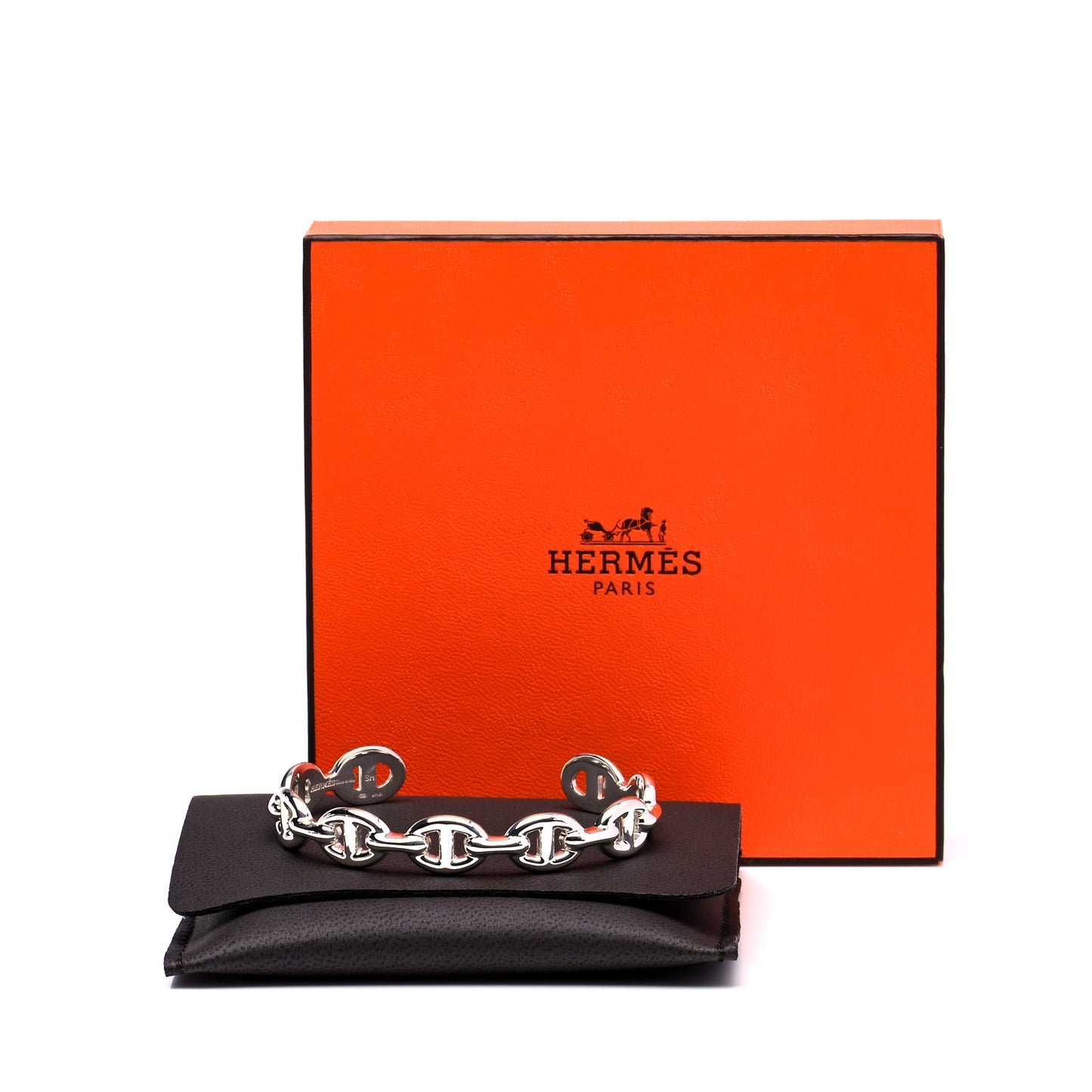 Sterling Silver MM Chaine d'Ancre Enchainee Cuff Bracelet SH