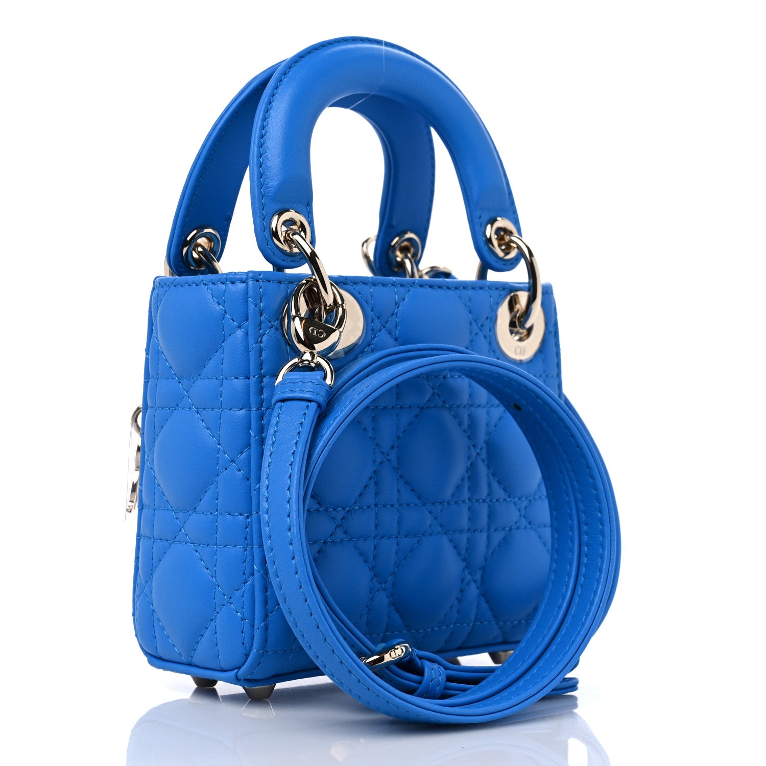 Christian Dior Lambskin Cannage Micro Lady Dior Blue 3 of 9