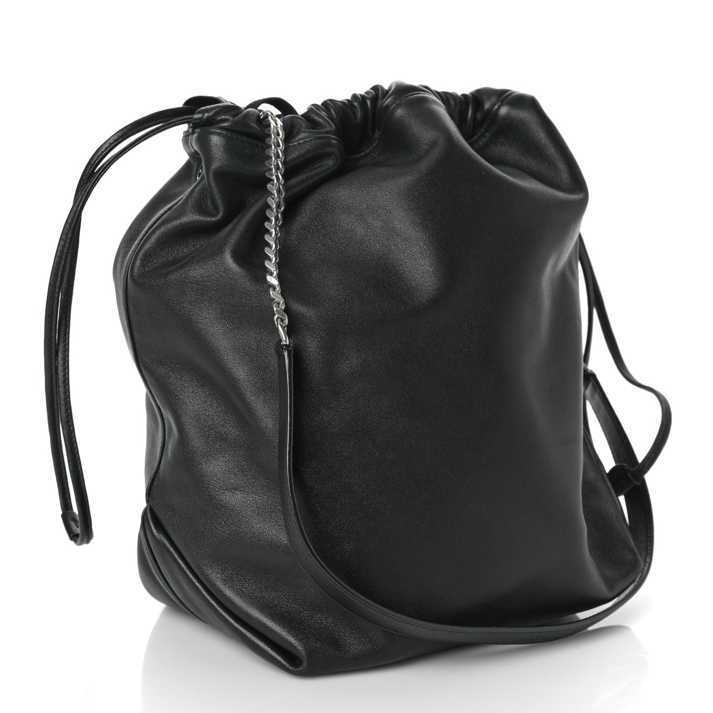 Lambskin Teddy Drawstring Bag Black