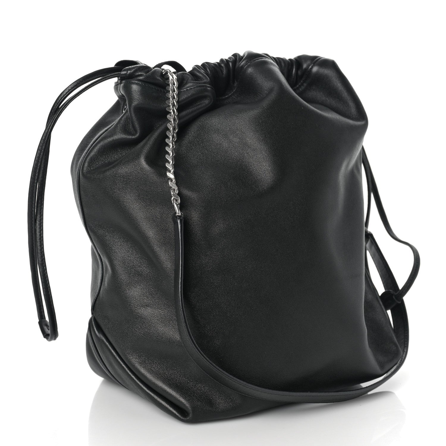 Saint Laurent Lambskin Teddy Drawstring Bag Black 4 of 8